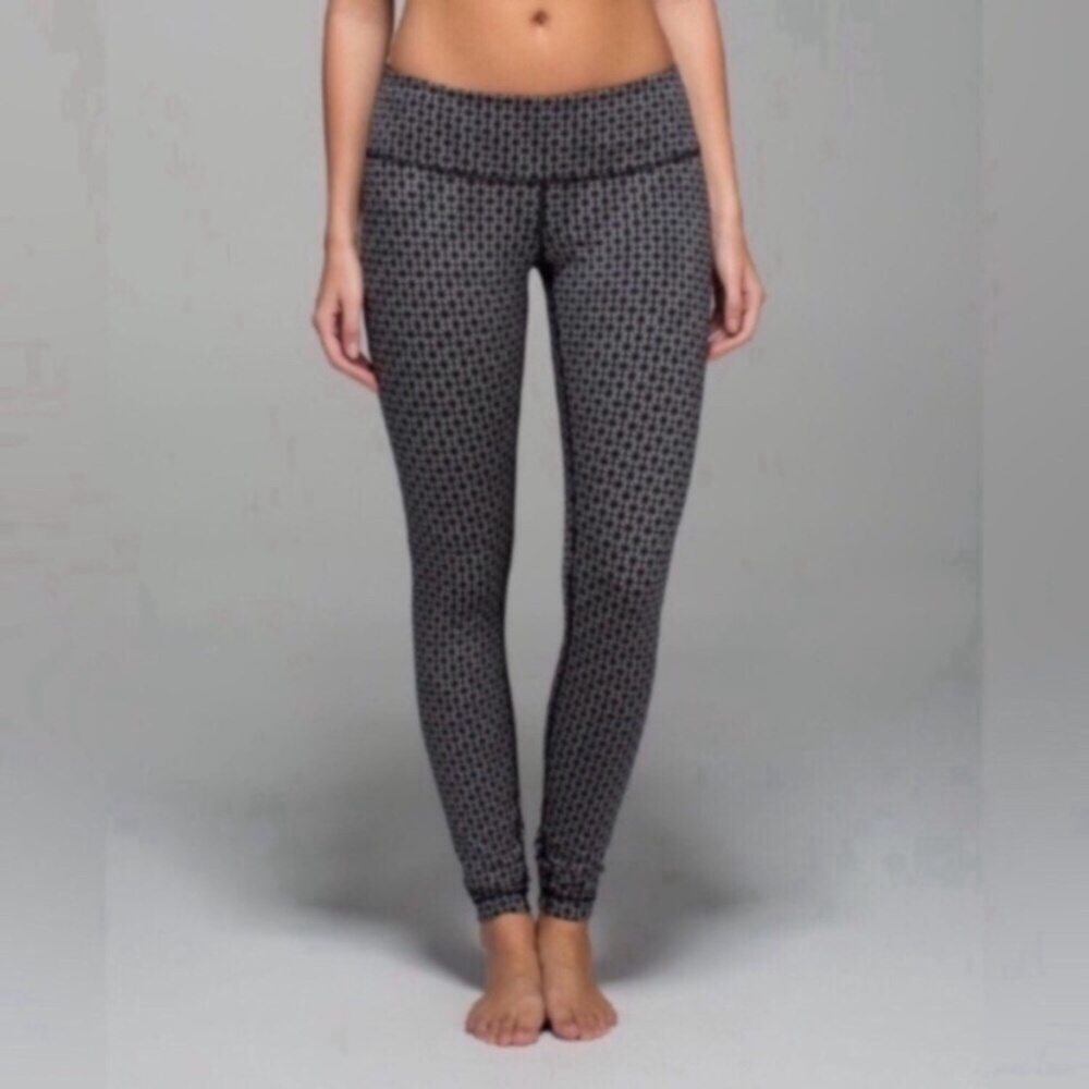 Lululemon Wunder Under Pant *Full-On Luon Tri Geo Silver Spoon Black